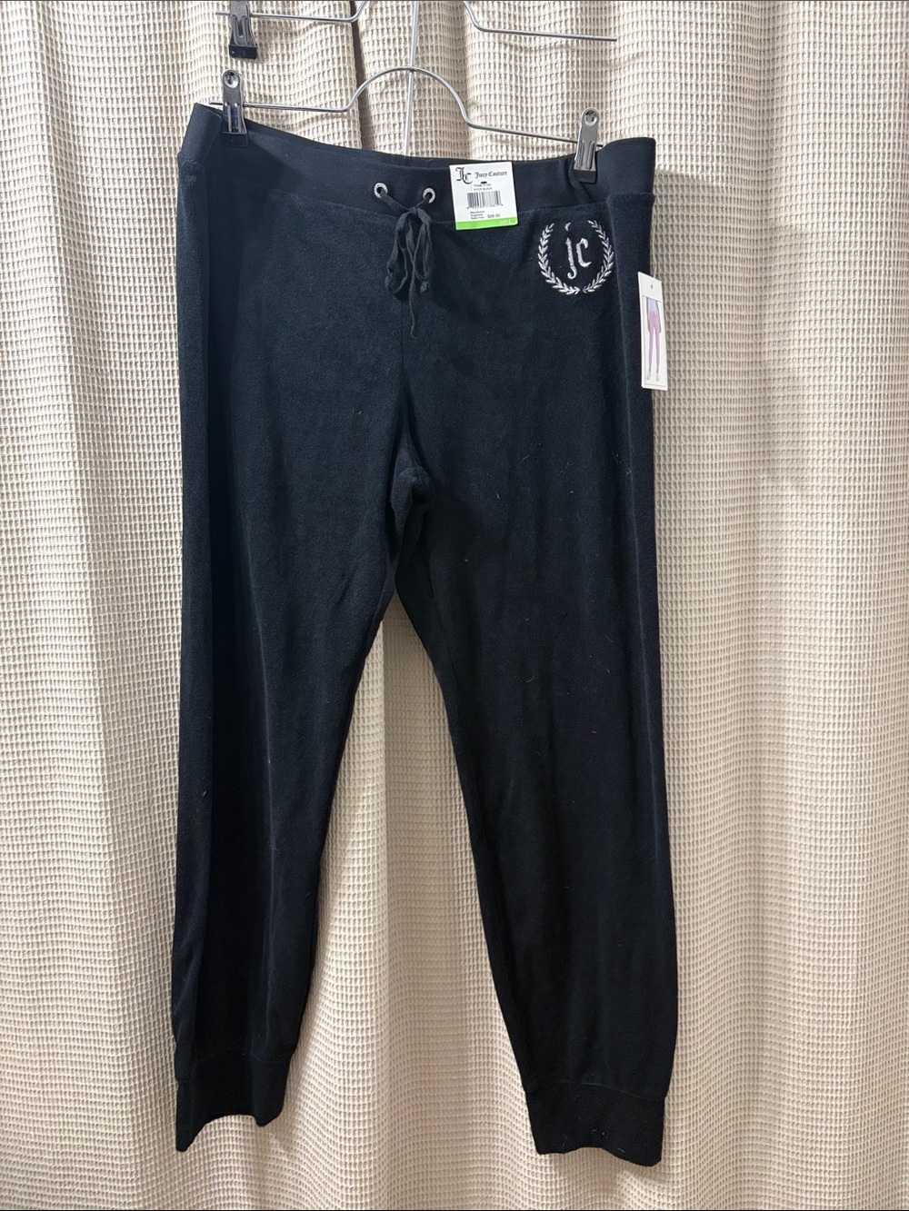 Juicy Couture Black terry cloth feel  Sweatpants with JC Crest